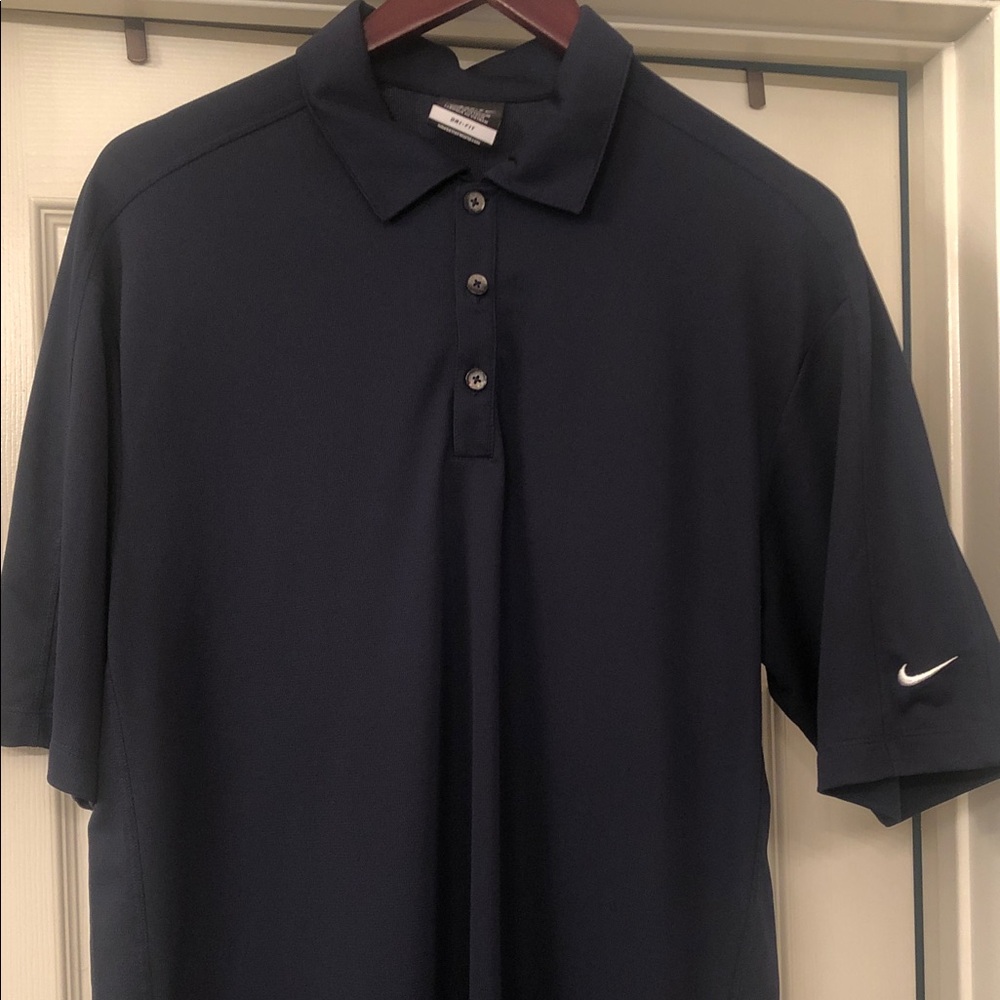 Nike Men's Dark Navy Polo with Swoosh Sleeve